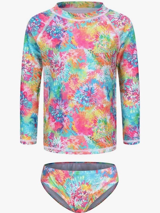 Other - Kids Multi-Color Tie-Dye Long Sleeve Rash Guard Swim Set